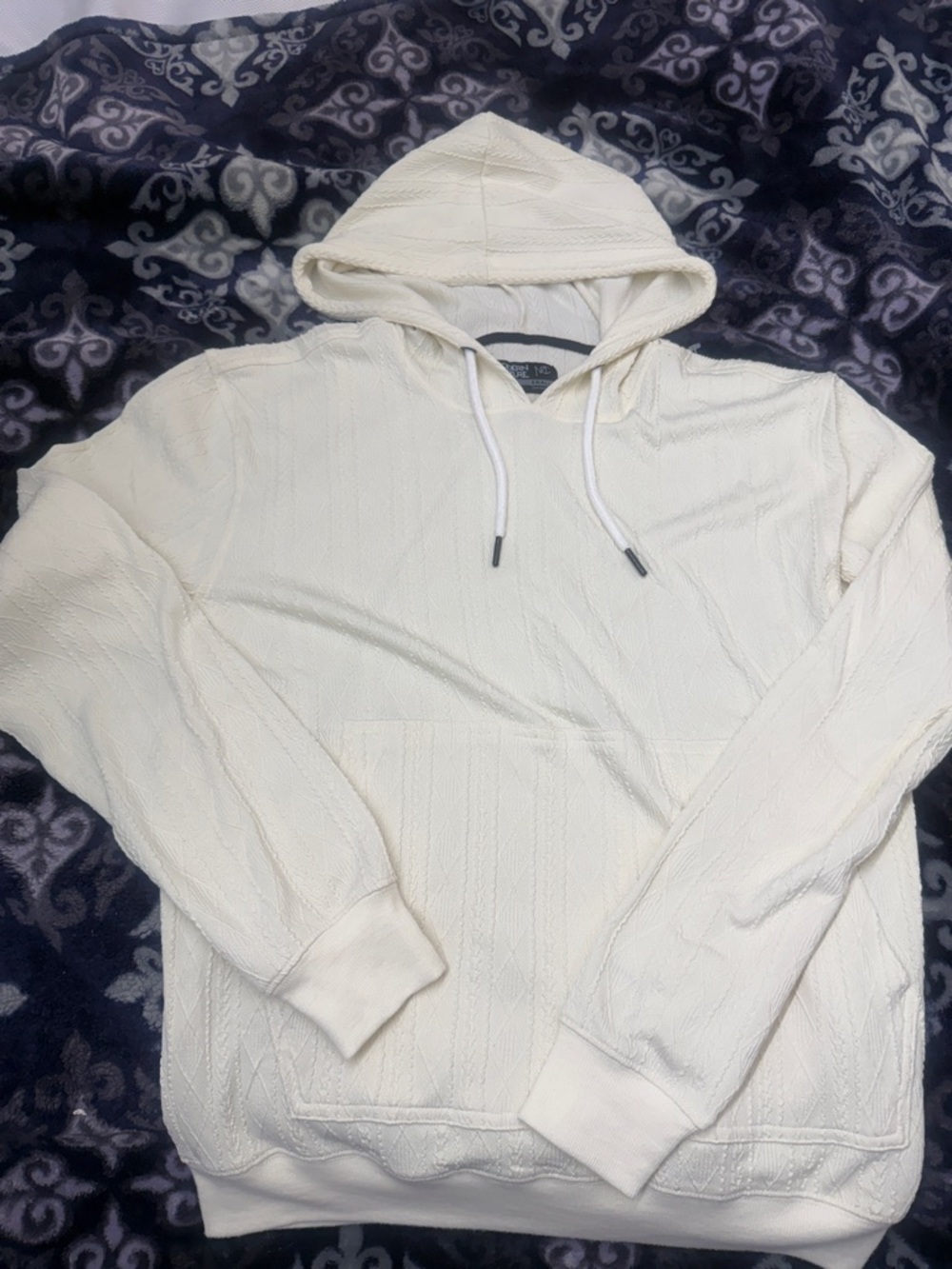 Men's Cream Knit Modern Culture Hoodie Sweater - Small